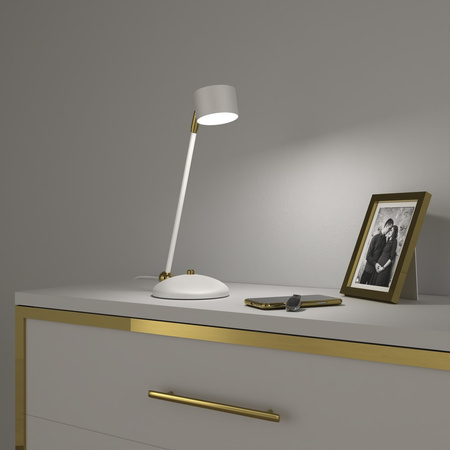 Lampka Biurkowa Stołowa LED ARENA Biała Złota 1xGX53 Milagro