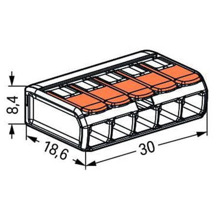 Złączka Instalacyjna Szybkozłączka 221-415 na Przewód 5x0,2-4mm WAGO