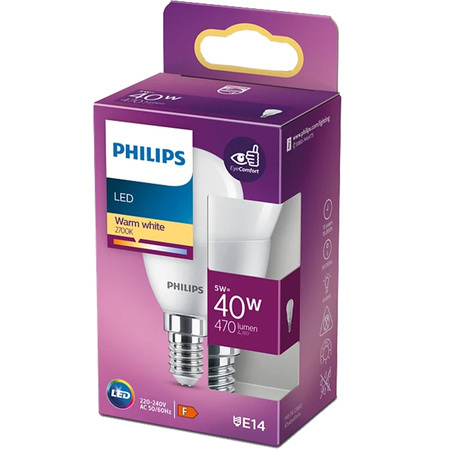 Żarówka LED Kulka E14 P45 5W = 40W 470lm 2700K Ciepła PHILIPS