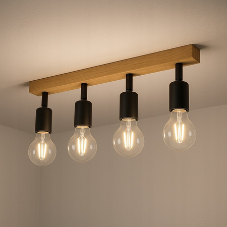 Lampa Sufitowa Spot Tuba Reflektor Oprawa Halogenowa 4x E27 Ruchomy Czarny Brązowy Eos Masterled