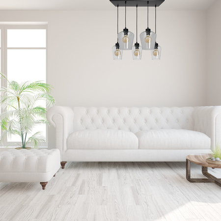 Lampa wisząca SANTIAGO 5xE27 Klosz Transparentne Szkło MLP6615 Metal + Szkło