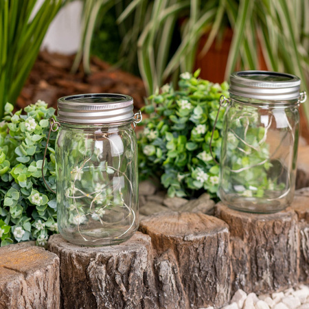 Latarenka LED Lampion Solarna Ogrodowa Słoik Wisząca Szklana