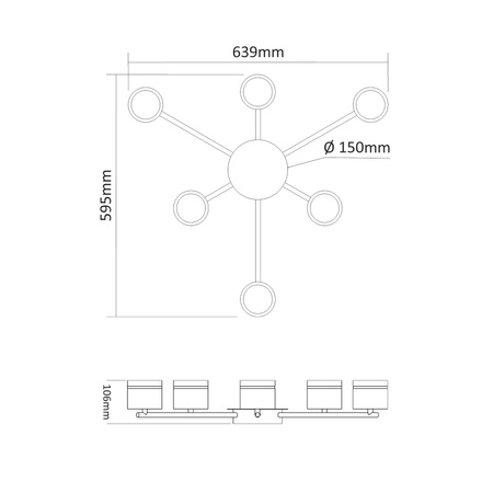 Lampa Sufitowa Żyrandol Oprawa 6x GX53 Czarna Natynkowa Videx