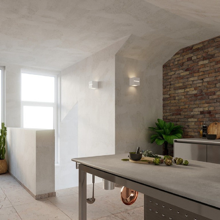 Lampa Ścienna Oprawa Natynkowa Kinkiet E27 Kwadratowa Biała Nowoczesna Leo Sollux