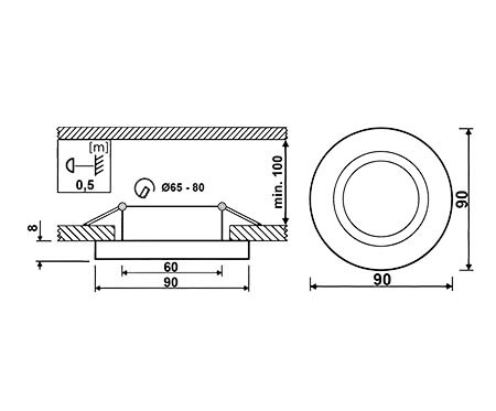Oprawa halogenowa SZKLANA Sufitowa LED GU10 MR16 stała Okrągła Ariel czarna