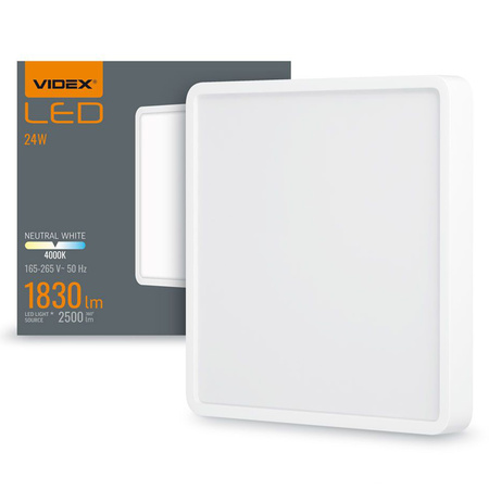 Panel LED Oprawa Natynkowa Plafon 24W 2500lm 4000K Neutralna Biała Videx