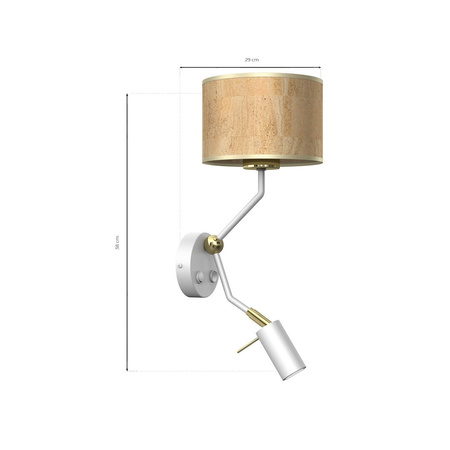 Lampa Ścienna Kinkiet CORK Biała Korek 1xE27 + Mini GU10 Milagro
