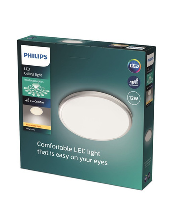 Lampa Sufitowa Plafon Natynkowy LED 12W 1200lm 2700K Szara Twirly Philips