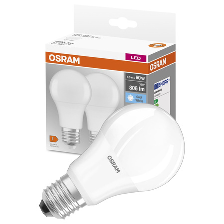 2PAK Żarówka LED E27 A60 8,5W = 60W 806lm 4000K Neutralna 200° OSRAM