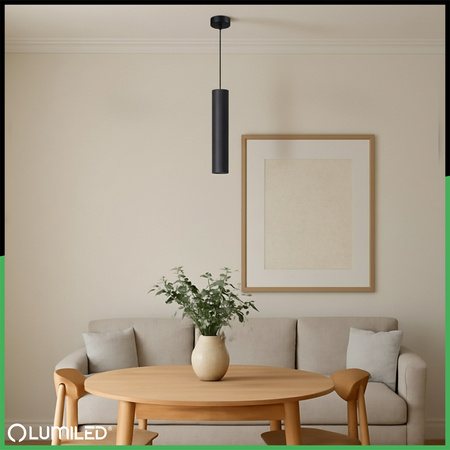 Lampa Wisząca Sufitowa Zwis 29cm Reflektor GU10 LED SOPLO Czarny LUMILED