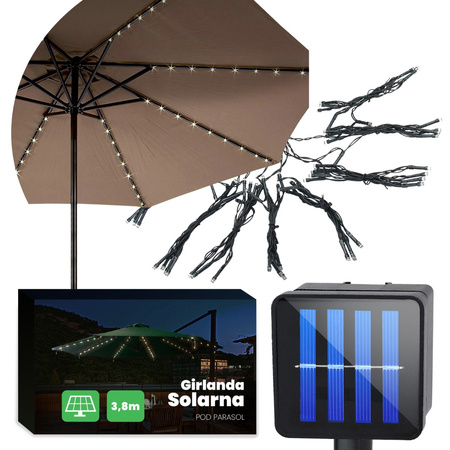 GIRLANDA SOLARNA ogrodowa ozdobna Lampki pod parasol 3,8m 6500K GOLDLUX (Polux)