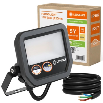 Naświetlacz LED Reflektor Zewnętrzny Lampa 17W 2200lm 3000K IP66 Czarny Floodlight Ledvance