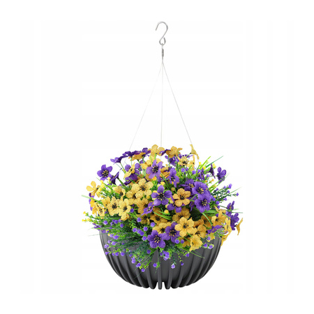 Doniczka Misa Dekoracyjna Donica Wisząca 24cm Ogrodowa Osłonka do Kwiatów Antracyt ECO