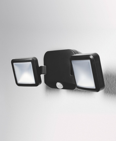 Naświetlacz LED Reflektor Podwójny Bateryjny 10W 480lm 4000K IP54 Czarny Z Czujnikiem Ruchu i Zmierzchu Spotlight Ledvance