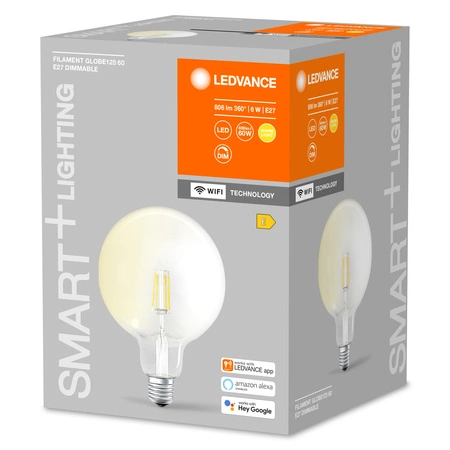 Żarówka LED E27 6W = 60W 806lm Ściemnialna SMART+ WiFi Filament Globe Ledvance