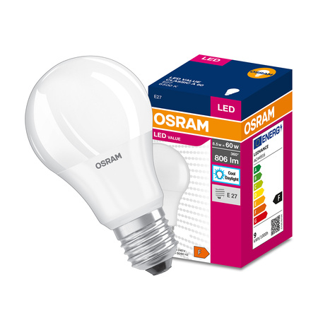 Żarówka LED E27 A60 8,5W = 60W 806lm 6500K Zimna 200° OSRAM