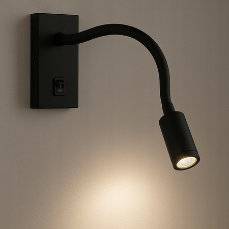Lampa Ścienna LED Elastyczny Kinkiet do Czytania LEO 3W 4000K Czarny