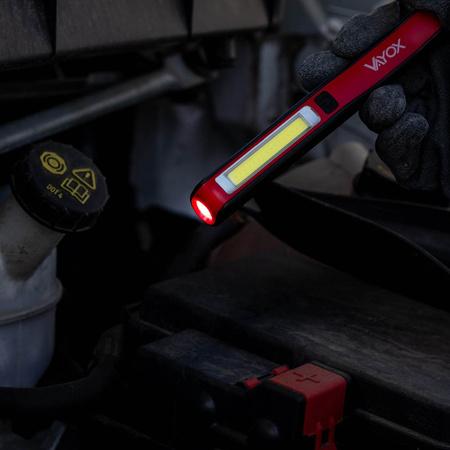 Latarka Warsztatowa Na Baterie 3xAAA IP33 Robocza Magnes Garaż COB + LED VA0102 Vayox