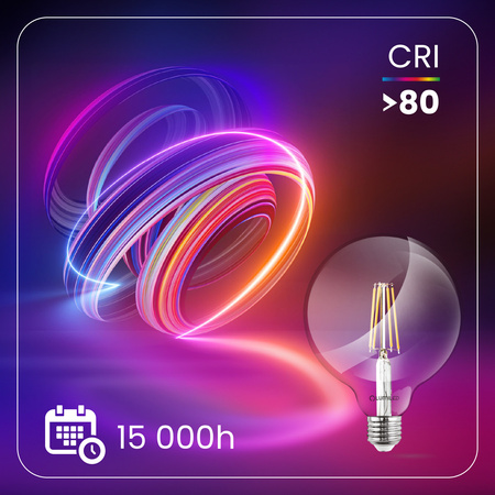3x Żarówka LED E27 Kula G125 7W = 60W 806lm 4000K Neutralna 360° FILAMENT LUMILED