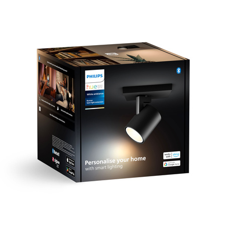 Lampa Ścienna Sufitowa LED Reflektor TUBA SPOT 4.2W 400lm IP20 White Ambiance TW Czarna Inteligentna SMART Zigbee Bluetooth Runner Philips HUE