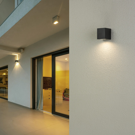 Kinkiet Ogrodowy Elewacyjny Lampa Zewnętrzna GU10 ALLIUM Czarna Kwadrat LUMILED