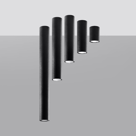 Lampa Sufitowa Oprawa Natynkowa SPOT TUBA GU10 Tubularna Czarna Nowoczesna Lagos Sollux