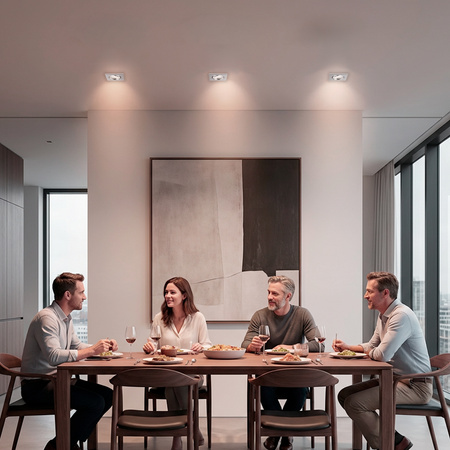 Oprawa HALOGENOWA Podtynkowa Ruchoma Kwadrat PICTOR Chrom Blacha MR16 GU10