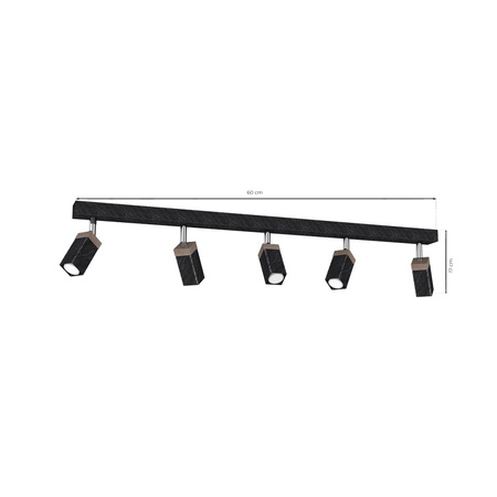 Lampa Sufitowa SOLO SAWN Czarna Patyna Drewniana 5x mini GU10 Milagro