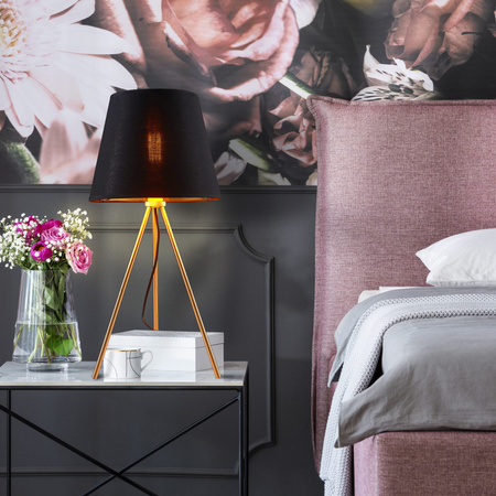 Lampa Stołowa E27 Czarna Złota ELENA Sanico Goldlux