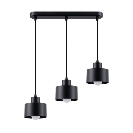 Lampa Sufitowa Wisząca Zwis 3x E27 Geometryczna Czarna Nowoczesna Savar Sollux