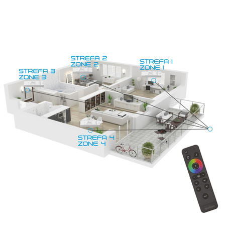 Pilot do taśm LED RGB / RGBW / CCT 4 strefy Volta ProVero