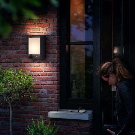 Lampa Ogrodowa LED Kinkiet Elewacyjny ARBOUR 3,8W Czujnik Ruchu 2700K Ciepła IP44 Antracyt PHILIPS