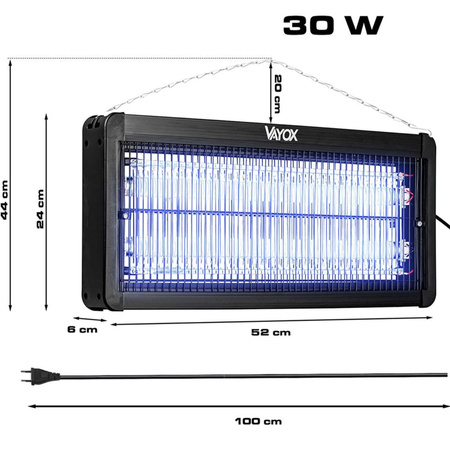 Lampa Owadobójcza Pułapka Elektryczna 180m2 na Muchy Komary Owady VAYOX