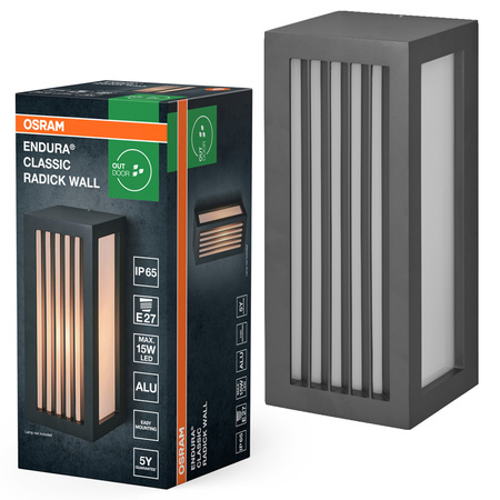 Kinkiet Ogrodowy Lampa Elewacyjna Zewnętrzna E27 Szary IP65 Endura Osram