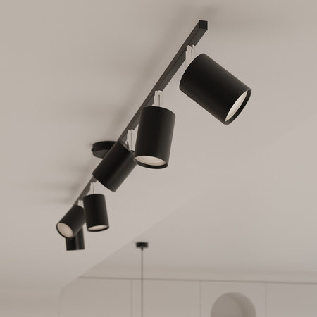 Lampa Sufitowa Wisząca Zwis 6x GU10 Żyrandol Tubularna Czarna Nowoczesna Lemmi Sollux