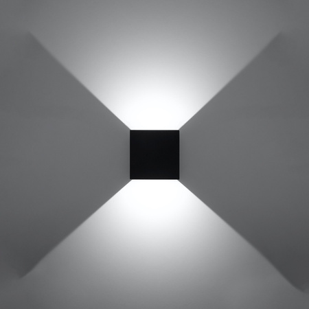 Lampa Ścienna Kinkiet Góra Dół Kwadratowa 3000K Ciepła Czarna Nowoczesna Luca Sollux