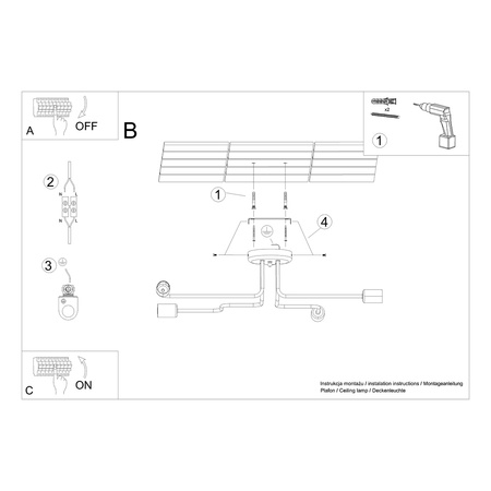 Lampa Sufitowa Oprawa Natynkowa Wisząca Zwis 4x E27 Żyrandol Nieregularna Czarna Industrialna Vector Sollux