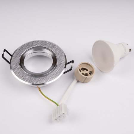 Oprawa Halogenowa Podtynkowa Okrągła Ruchoma TRIX 3w1 GU10 6W 4000K Srebrna Szczotkowana LUMILED