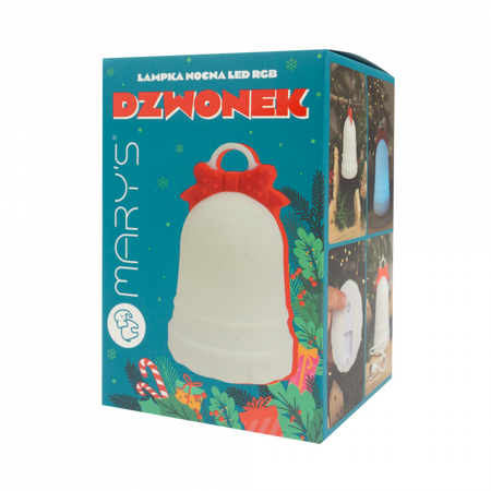Lampka Nocna Dziecięca LED 1W 3000K Ciepła + Wielokolorowa RGB Akumulatorowa 1000mAh Biała DZWONEK MARY'S