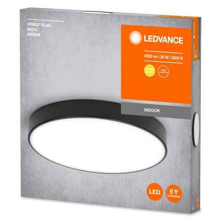 Lampa LED Oprawa Oświetleniowa Sufitowa 48cm Plafon Czarny 36W 3000K Ciepła LEDVANCE