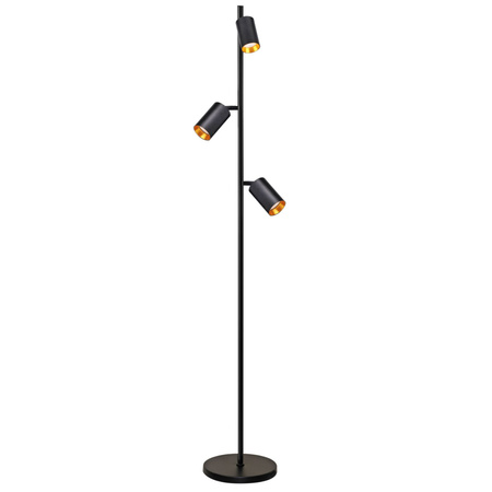 Lampa Podłogowa Oprawa Stojąca 3x GU10 Czarna Złota MARIBEL Sanico Goldlux