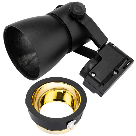 Szyna Oświetleniowa Szynoprzewód 2m + 4x Reflektor Szynowy GU10 Czarno-Złoty + 6W LED GU10 3000K