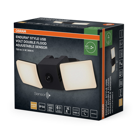 Kinkiet Ogrodowy Lampa Elewacyjna Zewnętrzna LED z Czujnikiem Ruchu i Zmierzchu 5W 535lm 3000K Ciepła Ściemnialna Szary IP54 Endura Osram