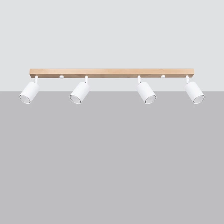 Lampa Sufitowa Oprawa Natynkowa SPOT TUBA Reflektor 4x GU10 Punktowa Ruchoma Tubularna Drewno Biała Nowoczesna Verdo Sollux