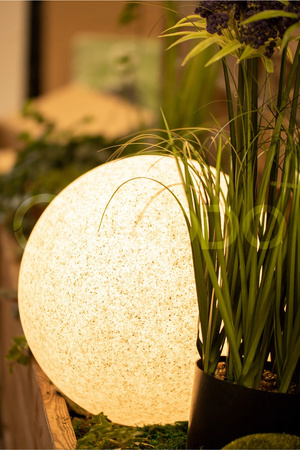 Lampa Zewnętrzna Ogrodowa Wbijana 230V E27 KULA 30cm Kamienna