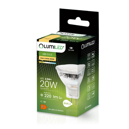 Zestaw 10x Żarówka LED MR11 2,5W = 20W 220lm 3000K Ciepła 120° 230V LUMILED