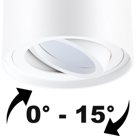 Oprawa Natynkowa HALOGENOWA Spot Tuba Ruchoma Okrągła Biała 115mm + Żarówka LED GU10 6W 120° 6500K AMAT-L LUMILED
