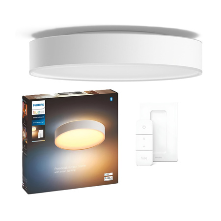 Lampa Sufitowa Plafon LED Enrave Biały 19,2W 38cm CCT PHILIPS HUE Bluetooth + Przełącznik Dimmer Switch