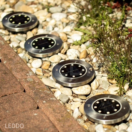 Zestaw 4x Lampka Ogrodowa 8x LED 0,8W SOLARNA DOGRUNTOWA Wbijana IP54