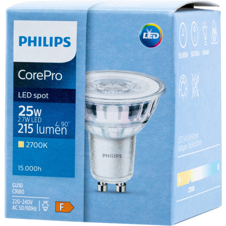 Żarówka LED GU10 2,7W = 25W 215lm 2700K Ciepła 36° PHILIPS
